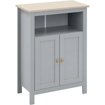 Kleankin Grey Bathroom Floor Cabinet with Doors - Bathroom Storage Cabinet Kleankin Grey Bathroom Floor Cabinet with Doors - Bathroom Storage Cabinet