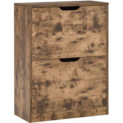 HOMCOM 2 Drawer Shoe Cabinet Industrial Shoe Cupboard w/ Flip Doors - Shoe Cabinet HOMCOM 2 Drawer Shoe Cabinet Industrial Shoe Cupboard w/ Flip Doors - Shoe Cabinet