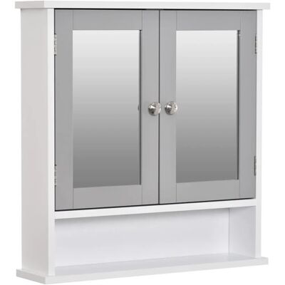 Kleankin Wall Mounted Bathroom Mirror Cabinet - Grey - Bathroom Storage Kleankin Wall Mounted Bathroom Mirror Cabinet - Grey - Bathroom Storage