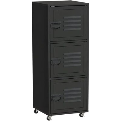 HOMCOM Black 3-Tier Mobile Storage Cabinet - Storage Furniture HOMCOM Black 3-Tier Mobile Storage Cabinet - Storage Furniture