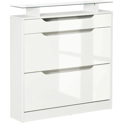 HOMCOM White Shoe Cabinet - 3 Drawers, Adjustable Shelf, Modern Design HOMCOM White Shoe Cabinet - 3 Drawers, Adjustable Shelf, Modern Design