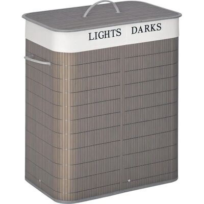 HOMCOM 100L Wäschekorb - 2 Fächer, Grau, Abnehmbarer Deckel HOMCOM 100L Wäschekorb - 2 Fächer, Grau, Abnehmbarer Deckel