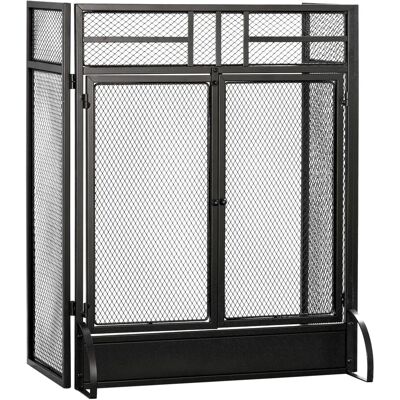HOMCOM - 3-Panel Folding Freestanding Fireplace Screen - Black - Door Metal Mesh - Fireplace Screen HOMCOM - 3-Panel Folding Freestanding Fireplace Screen - Black - Door Metal Mesh - Fireplace Screen