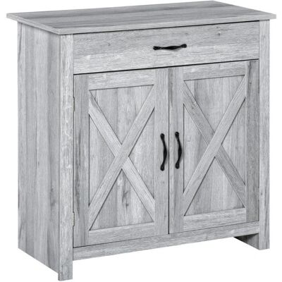 HOMCOM Farmhouse - Grey Wood-Effect - Barn Doors - Sideboard HOMCOM Farmhouse - Grey Wood-Effect - Barn Doors - Sideboard
