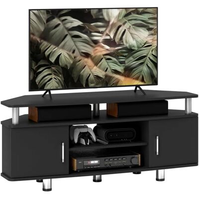 HOMCOM Black TV Stand Cabinet with Storage Shelves - TV Type HOMCOM Black TV Stand Cabinet with Storage Shelves - TV Type
