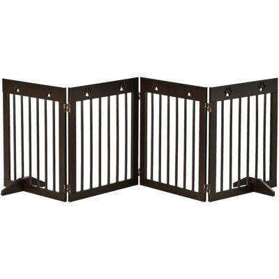 PawHut Pet Gate - Wooden 4 Panel Folding Barrier - Brown PawHut Pet Gate - Wooden 4 Panel Folding Barrier - Brown