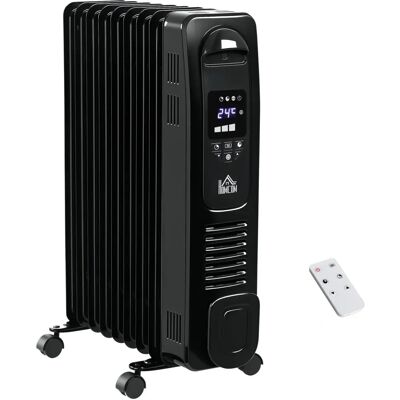 HOMCOM Oil Filled Radiator - 9 Fin Portable Heater with Timer HOMCOM Oil Filled Radiator - 9 Fin Portable Heater with Timer