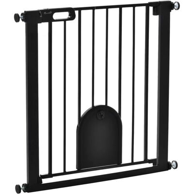 PawHut Pet Safety Gate - Pressure Fit - Auto Close - Black - Stair PawHut Pet Safety Gate - Pressure Fit - Auto Close - Black - Stair