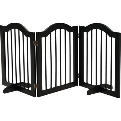 PawHut Black Wooden 3-Panel Pet Gate - Pet Safety Barrier PawHut Black Wooden 3-Panel Pet Gate - Pet Safety Barrier
