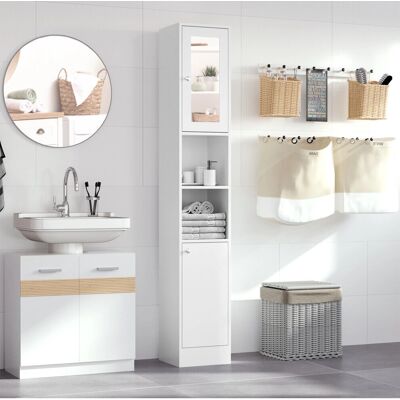 kleankin - Bathroom Floor Storage Cabinet - Mirror kleankin - Bathroom Floor Storage Cabinet - Mirror