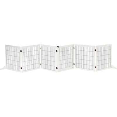 PawHut Wooden Pet Gate - Freestanding Dog Safety Barrier - White PawHut Wooden Pet Gate - Freestanding Dog Safety Barrier - White