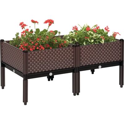 Outsunny Garden Bed - Elevated Planter Box - Brown - Garden Bed Outsunny Garden Bed - Elevated Planter Box - Brown - Garden Bed