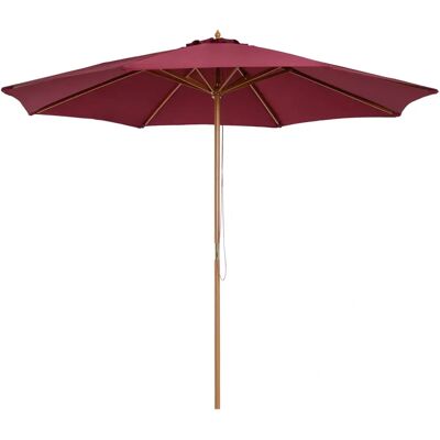 Outsunny 3m Wooden Garden Parasol Sun Shade Outdoor Umbrella Canopy Wine Red - Garden Parasol Outsunny 3m Wooden Garden Parasol Sun Shade Outdoor Umbrella Canopy Wine Red - Garden Parasol