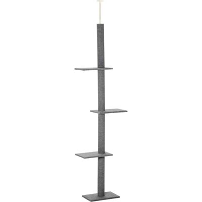 PawHut 260cm Floor To Ceiling Cat Tree Kitten Tower - Grey PawHut 260cm Floor To Ceiling Cat Tree Kitten Tower - Grey
