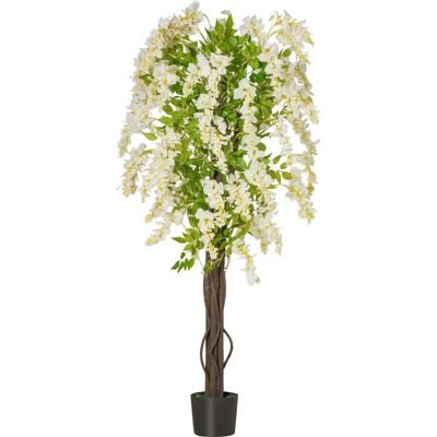 HOMCOM White Wisteria Tree Faux Plant - Indoor/Outdoor Décor HOMCOM White Wisteria Tree Faux Plant - Indoor/Outdoor Décor