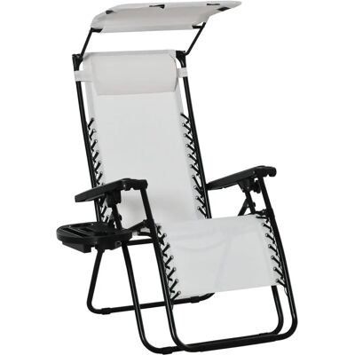 Outsunny White Adjustable Zero Gravity Chair with Cup Holder Outsunny White Adjustable Zero Gravity Chair with Cup Holder