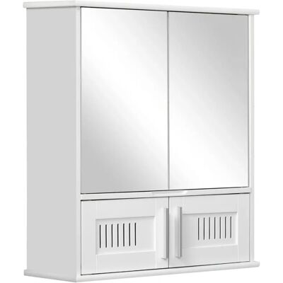 Kleankin Wall Mount Bathroom Mirror Cabinet - White - Storage & Shelves Kleankin Wall Mount Bathroom Mirror Cabinet - White - Storage & Shelves