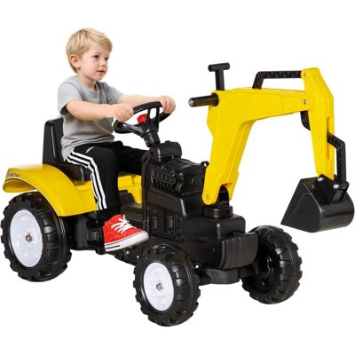 HOMCOM Kids Ride-on Toy Digger - Yellow - Construction Car HOMCOM Kids Ride-on Toy Digger - Yellow - Construction Car