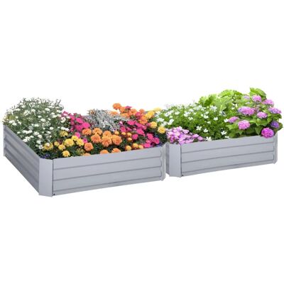 Outsunny Steel Galvanised Garden Bed Set - Grey Outsunny Steel Galvanised Garden Bed Set - Grey