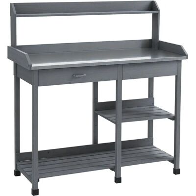 Outsunny Garden Potting Table - Garden Potting Table, Wooden Workstation Bench w/ Shelves Outsunny Garden Potting Table - Garden Potting Table, Wooden Workstation Bench w/ Shelves