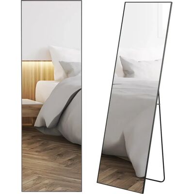 HOMCOM Black Full Length Mirror - Floor Standing or Wall Mount Dressing Mirror HOMCOM Black Full Length Mirror - Floor Standing or Wall Mount Dressing Mirror