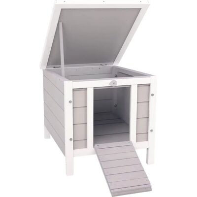 PawHut Wooden Rabbit Hutch - Outdoor Small Pet Shelter - Grey PawHut Wooden Rabbit Hutch - Outdoor Small Pet Shelter - Grey