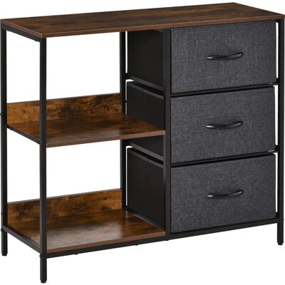 HOMCOM Black Storage Dresser with 3 Fabric Drawers & Shelves HOMCOM Black Storage Dresser with 3 Fabric Drawers & Shelves