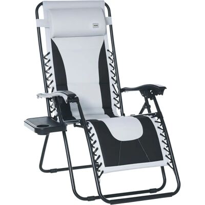 Outsunny Zero Gravity Lounger - Folding Recliner Chair, Grey, Padded Pillow - Recliner Chair Outsunny Zero Gravity Lounger - Folding Recliner Chair, Grey, Padded Pillow - Recliner Chair