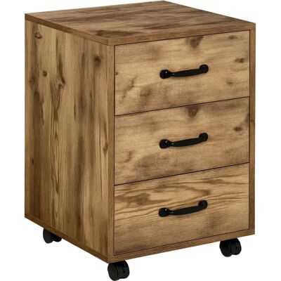 HOMCOM Armoire à Roulettes Marron à 3 Tiroirs - Classeur - Publicité HOMCOM Armoire à Roulettes Marron à 3 Tiroirs - Classeur - Publicité