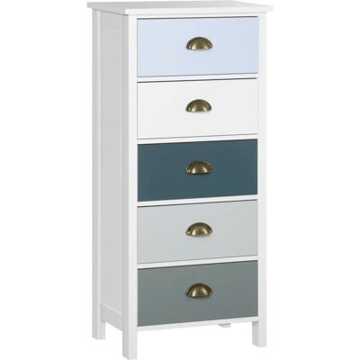 HOMCOM Storage Cabinet - 5 Drawer Dresser - White - Storage HOMCOM Storage Cabinet - 5 Drawer Dresser - White - Storage