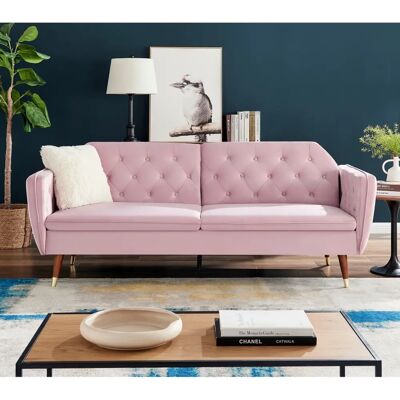 Victoria - Victoria - Rose Pink Velvet - Click Clack - Sofa Bed Victoria - Victoria - Rose Pink Velvet - Click Clack - Sofa Bed