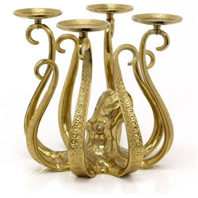 Carousel Home - Octopus Candle Holder - Gold Metal - 32cm Carousel Home - Octopus Candle Holder - Gold Metal - 32cm