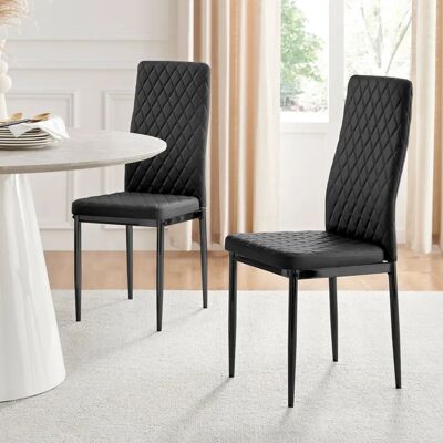 FurnitureboxUK Milan Black Faux Leather Diamond Dining Chair FurnitureboxUK Milan Black Faux Leather Diamond Dining Chair
