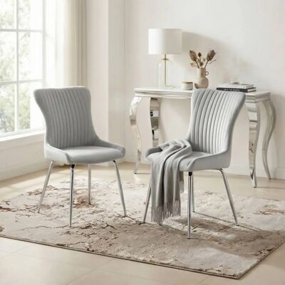 FurnitureboxUK - Nora - Velvet - Chrome legs - Dining chairs FurnitureboxUK - Nora - Velvet - Chrome legs - Dining chairs