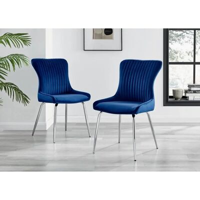 FurnitureboxUK - Nora - Blue - Chrome legs - Dining chair FurnitureboxUK - Nora - Blue - Chrome legs - Dining chair
