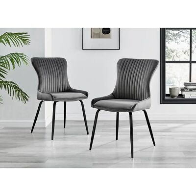 FurnitureboxUK - Nora - Dark Velvet - Dining Chairs FurnitureboxUK - Nora - Dark Velvet - Dining Chairs