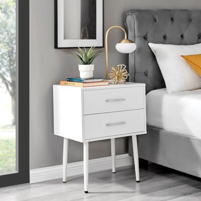 FurnitureboxUK - Taylor - White - 2 drawers - Bedside table FurnitureboxUK - Taylor - White - 2 drawers - Bedside table
