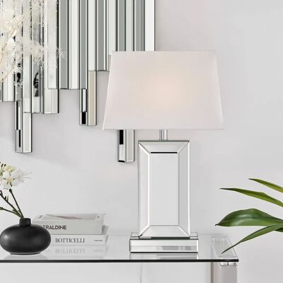 Furniturebox Uk Talia Mirror & White Shade Table Lamp Light - table lamp Furniturebox Uk Talia Mirror & White Shade Table Lamp Light - table lamp