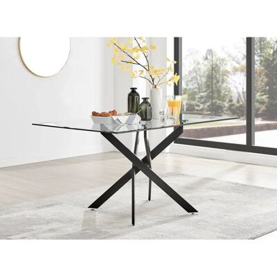 FurnitureboxUK Leonardo 150cm 6-Seater Glass And Chrome Metal Starburst Dining Table - Dining Table FurnitureboxUK Leonardo 150cm 6-Seater Glass And Chrome Metal Starburst Dining Table - Dining Table