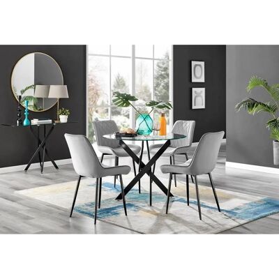 FurnitureboxUK - Novara Round Glass Table - Black - Dining Set FurnitureboxUK - Novara Round Glass Table - Black - Dining Set