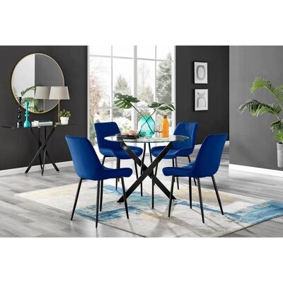 FurnitureboxUK - Novara Round Glass Table - Black Legs FurnitureboxUK - Novara Round Glass Table - Black Legs