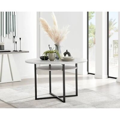 Furniturebox Uk Adley Grey Matte Concrete And Black Metal Round Storage Dining Table - Dining Table Furniturebox Uk Adley Grey Matte Concrete And Black Metal Round Storage Dining Table - Dining Table