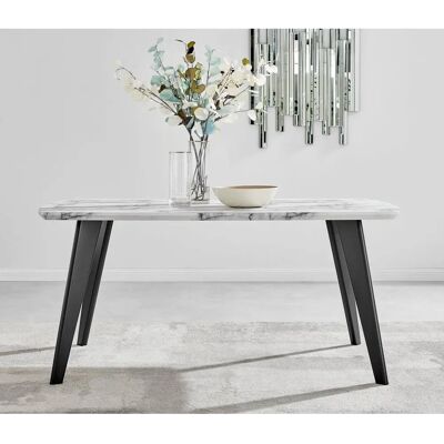 FurnitureboxUK Andria White Marble Effect Rectangular 6-Seater Dining Table - Dining Table FurnitureboxUK Andria White Marble Effect Rectangular 6-Seater Dining Table - Dining Table