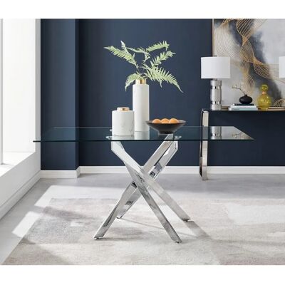 FurnitureboxUK Leonardo 150cm 6-Seater Glass And Chrome Metal Starburst Dining Table - Dining Table FurnitureboxUK Leonardo 150cm 6-Seater Glass And Chrome Metal Starburst Dining Table - Dining Table