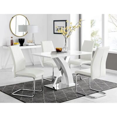 FurnitureboxUK - Atlanta White Gloss Chrome 4Seater - Dining FurnitureboxUK - Atlanta White Gloss Chrome 4Seater - Dining