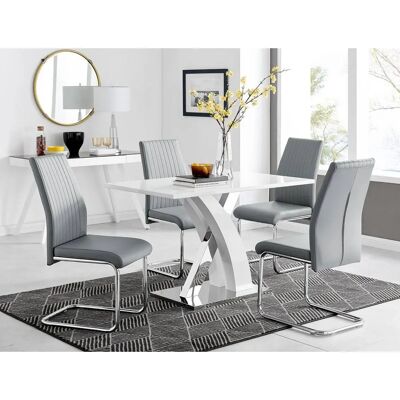 FurnitureboxUK Atlanta White Chrome 4-Seater - Dining Set FurnitureboxUK Atlanta White Chrome 4-Seater - Dining Set