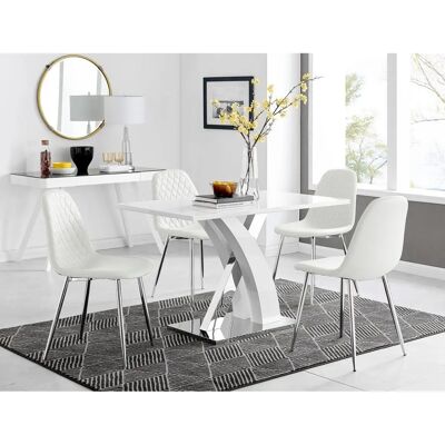 FurnitureboxUK - Atlanta - White High Gloss - Chrome - Dining Set FurnitureboxUK - Atlanta - White High Gloss - Chrome - Dining Set