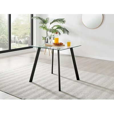 Furniturebox UK Seattle 4 Seat Square Glass Dining Table - Dining Table Furniturebox UK Seattle 4 Seat Square Glass Dining Table - Dining Table
