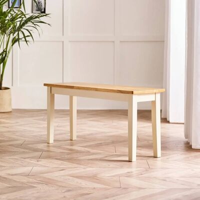 Furniturebox UK Tenby Cream and Oak Small Dining Bench - Dining Bench Furniturebox UK Tenby Cream and Oak Small Dining Bench - Dining Bench