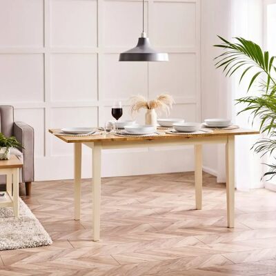 Furniturebox UK Salcombe Oak And Cream Wooden Extendable Dining Table - Dining Table Furniturebox UK Salcombe Oak And Cream Wooden Extendable Dining Table - Dining Table